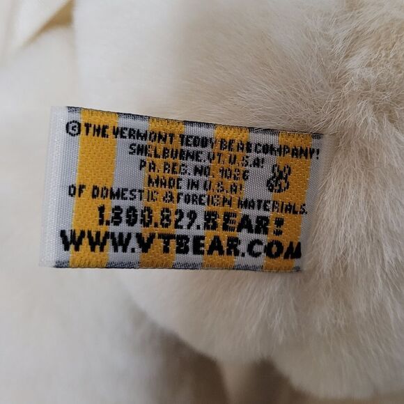 NEW Vintage Vermont Teddy Bear 15" classic posable white bear with blue eyes - Picture 6 of 9